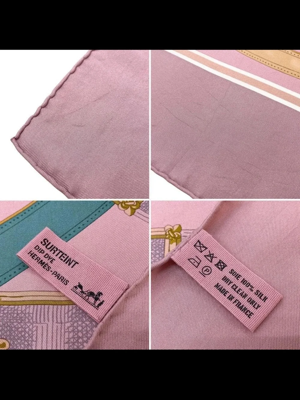 Hermès Paris Silk Scarf - Pink with Teal & Gold Equine Motif